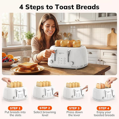 Keenstone Toaster 4 Slice, Retro Stainless Steel Wide Slot Toaster - Image 7