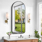 Arched Bathroom Mirror, Wall Mounted Mirror, Vanity Wall Mirror w/Metal Frame by GLASHOM