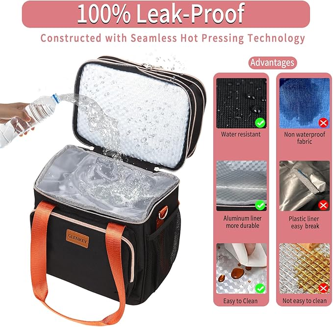 Expandable Insulated Lunch Box for Women Men, Double Deck Large Lunch Bag Tote - Image 4