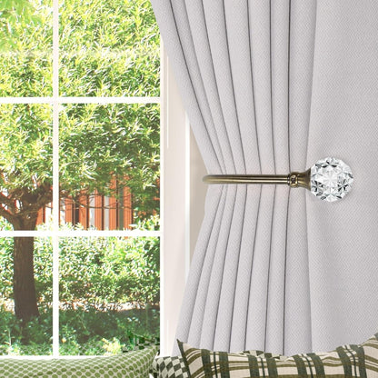 Groleca U Shaped Metal Curtain Holdbacks, Curtain Tiebacks, Antique Brass | Heavy Duty, Curtain Hook with Clear Crystal Ball, Curtain Holders, Stainless Steel, Pull backs for Drapery & Window Decor