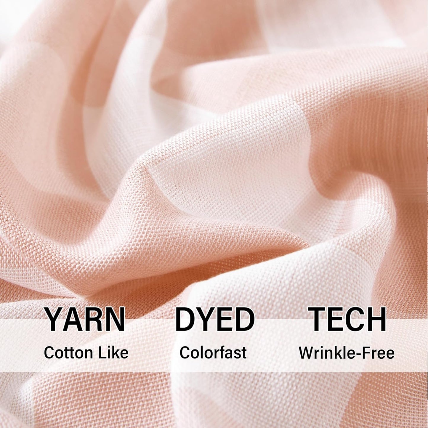 Pompom Buffalo Check Curtains Blush Pink and White Plaid Window Treatment Set for Kitchen Living Room, Dinning, 95 inch Rustic Farmhouse Curtain Drapes for Kids Dorm 42"x95" 2pcs Rod Pocket, Coral