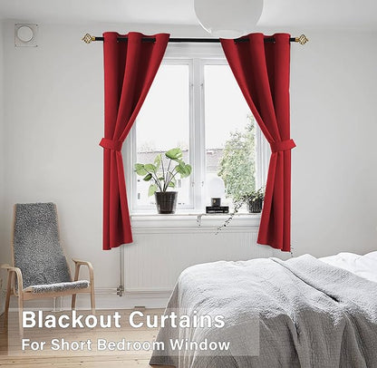 KOUFALL Red Kitchen Curtains, Short Blackout Window Curtains - Image 2
