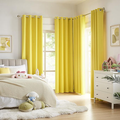 DUALIFE Bright Yellow Blackout Curtains - Image 2