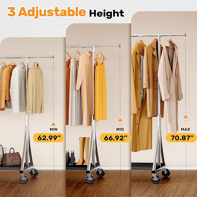 HOKEEPER Clothes Rack with Wood Shelves Height Adjustable Clothing Rack with - Image 8