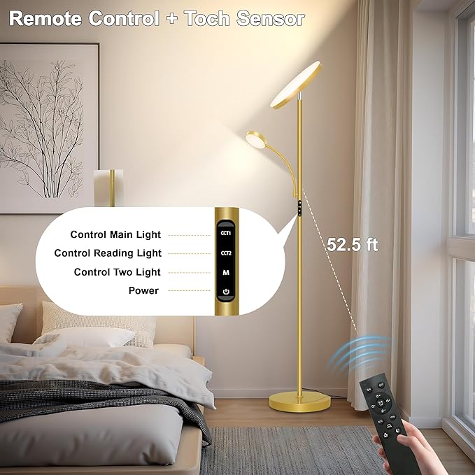 Aulaiyi Floor Lamps for Living Room, 42W/4200LM Bright Floor Lamp, 2-in-1 - Image 5
