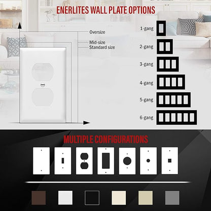 ENERLITES Duplex Wall Plates, Electrical Outlet Covers, Standard Size 1-Gang - Image 4