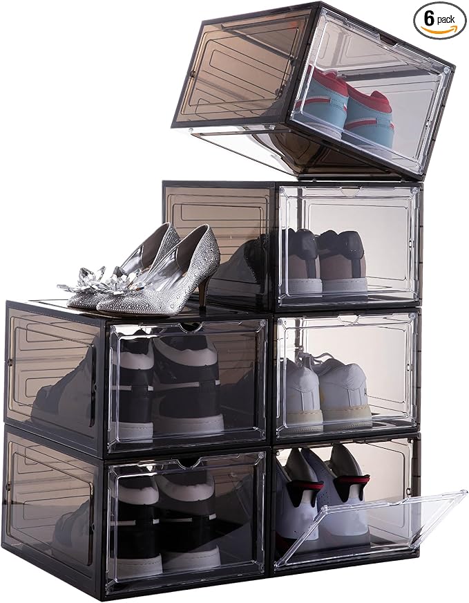 Attelite Shoe Box, Stackable Plastic Clear Shoe Box Organizer by Attelite