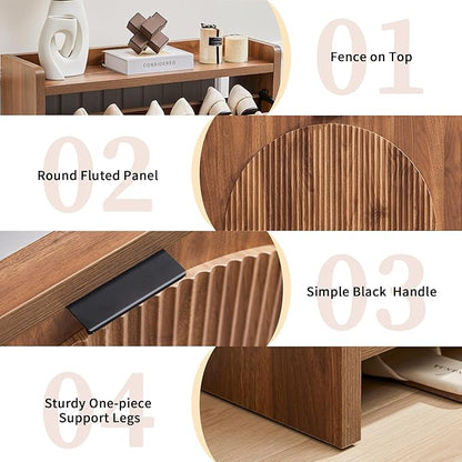 Narrow Shoe Cabinet with 2 Flip Drawers - Image 8