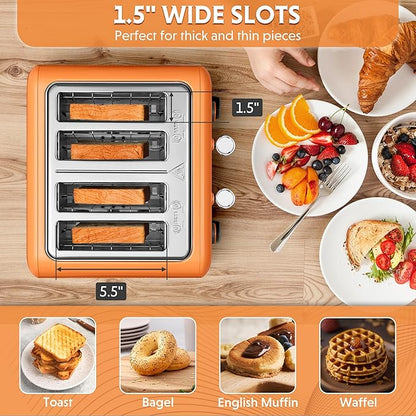 BUYDEEM DT640 4-Slice Toaster, Extra Wide Slots, Retro Stainless Steel - Image 3