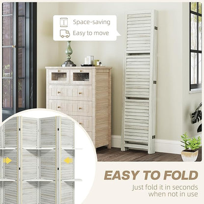 HOMCOM Room Divider, 5 Panel 67" Tall Wood Privacy Screen - Image 4