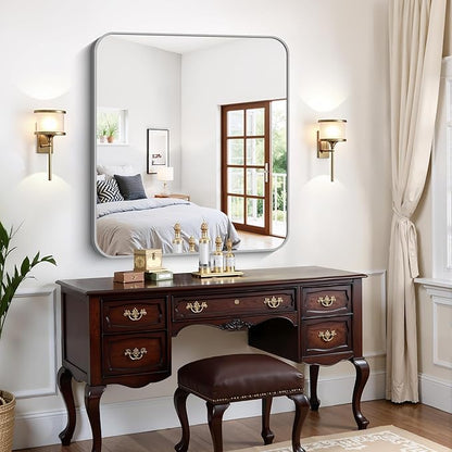FORBATH 40x36 Inch Silver Bathroom Mirror - Image 4