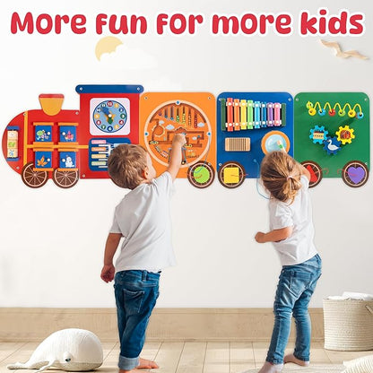 Train Activity Wall Busy Board Panels | 11-in-1 Wooden Sensory Wall Panel - Image 3