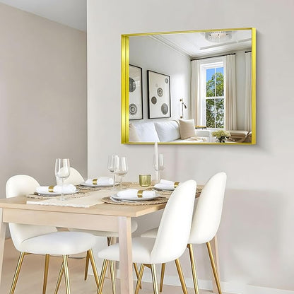 CIRCUMI Gold Bathroom Mirror, Brushed Finish, Tempered Glass, Mirror - Image 5