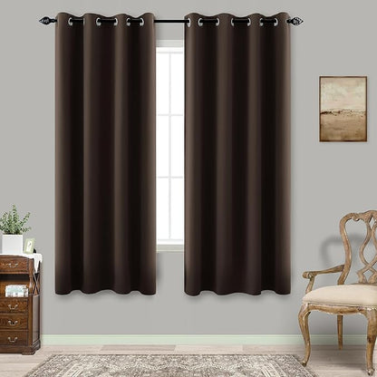 KOUFALL 63 Inch Length Brown Curtains 2 Panels by KOUFALL