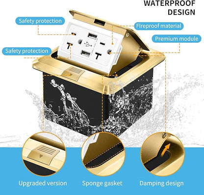 Vagueior Recessed Floor Electrical Outlet Kit, Waterproof Electrical Outlet - Image 3