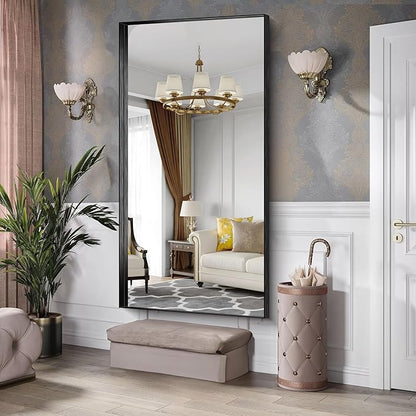 CIRCUMI Black Bathroom Mirror, Brushed Finish, Tempered Glass, Large Mirror - Image 5
