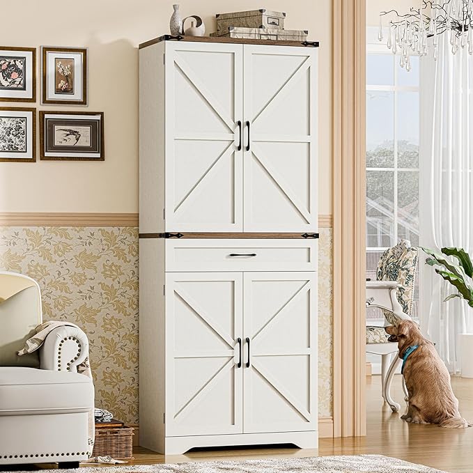 72" Tall Farmhouse Kitchen Pantry, Farmhouse Storage Cabinet by Befrases