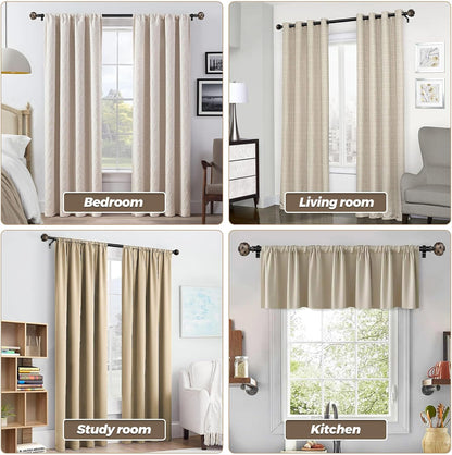Window Treatment Finials for 1 or 7/8 Inch Curtain Rods, Black Drapery Rods Replacement Finials with M6 Screws, Woven Leaf Pattern, 2 Pack