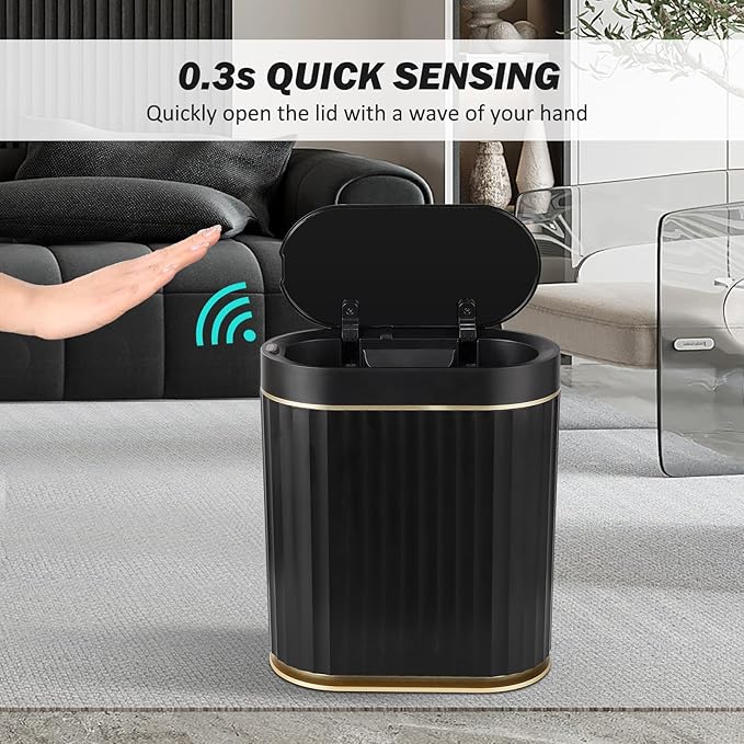 ELPHECO Black Bathroom Trash Can - Image 3