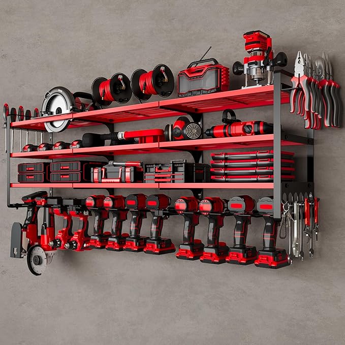 48" Large Power Tools Organizer Wall Mount, 12 Drill Holder by NattyDot