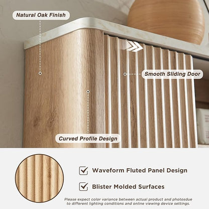 RedLemon Bathroom Wall Cabinet w/Fluted Sliding Door, Modern Medicine Cabinet - Image 2