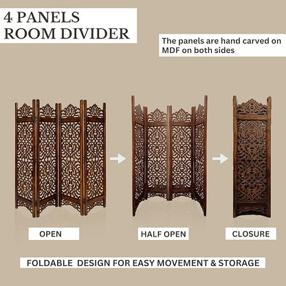 Lightnpro 4-Panel Wood-Heart Room Divider 64" × 48" - Image 3