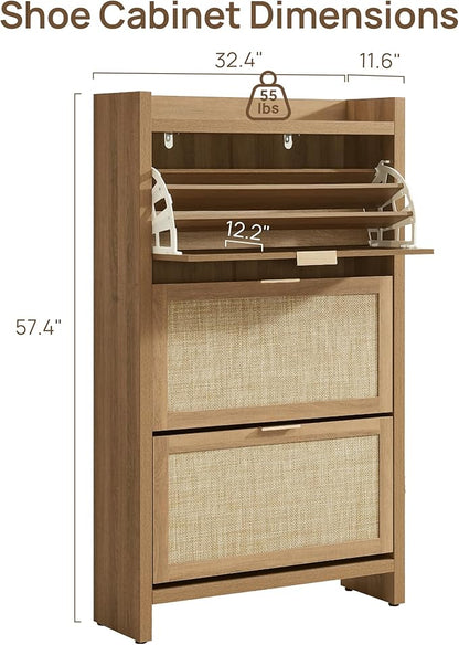 SICOTAS Rattan Shoe Storage Cabinet - Image 3