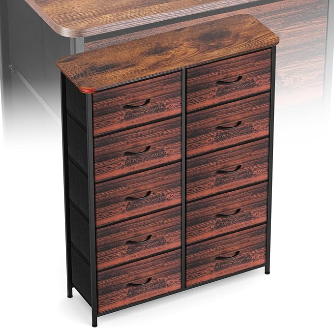 Curved Profile Dresser for Bedroom, Chest of Drawers, 10 Storage Drawers by Sonharlar