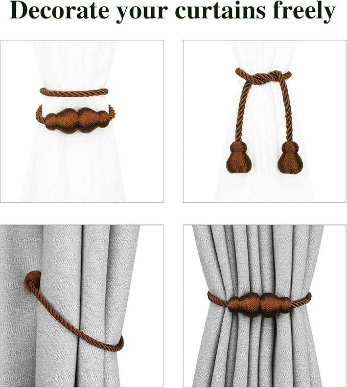 Nieffeiy Magnetic Curtain Tiebacks Outdoor Curtain Tie Backs Rope Decorative - Image 4