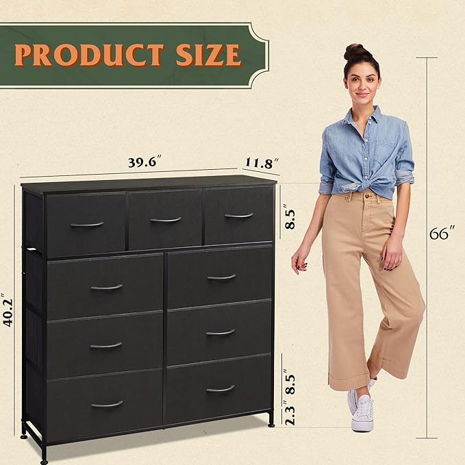 WLIVE 9-Drawer Dresser, Fabric Storage Tower - Image 3