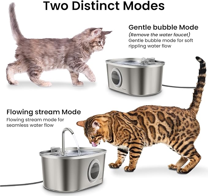 PawsPik SS-01 Stainless Steel Faucet-Design Cat Fountain 108.2 oz. - Image 5
