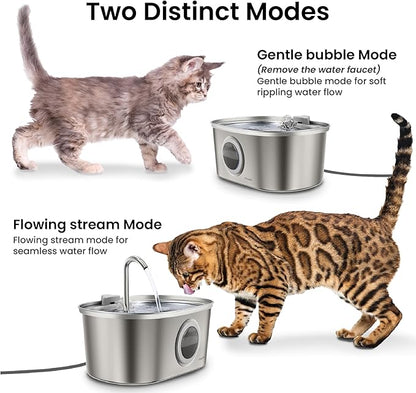 PawsPik SS-01 Stainless Steel Faucet-Design Cat Fountain 108.2 oz. - Image 5