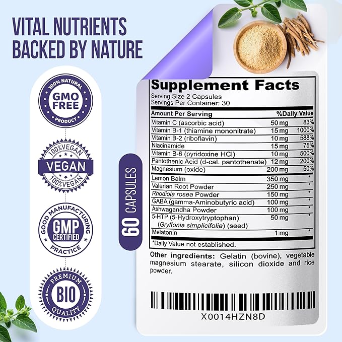 Nature's Nectar Anxiety and Stress Relief Supplements – Keep Calm Capsules - Image 2
