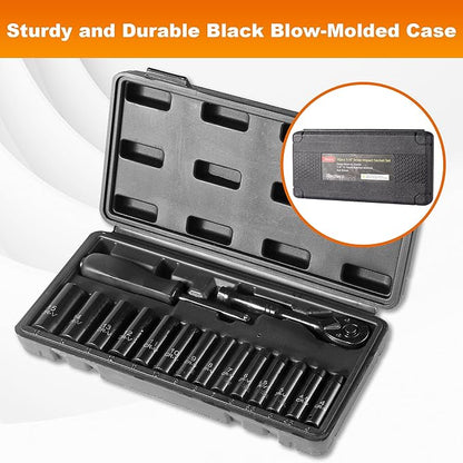 16-Piece 1/4" Drive Socket Set, Deep Sockets, 72-Tooth Ratchet Wrench, Drive - Image 6