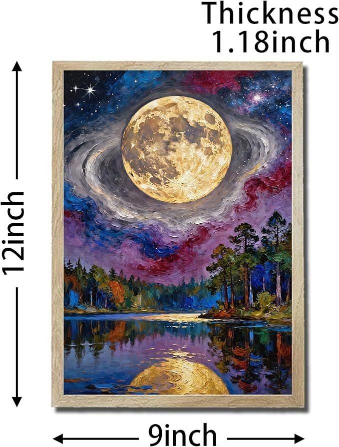 URVIP LED Glowing Photo Frame, 3D Starry-Sky Blue Moon Wall Art, 9x12 Inches - Image 2