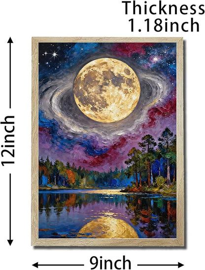 URVIP LED Glowing Photo Frame, 3D Starry-Sky Blue Moon Wall Art, 9x12 Inches - Image 2