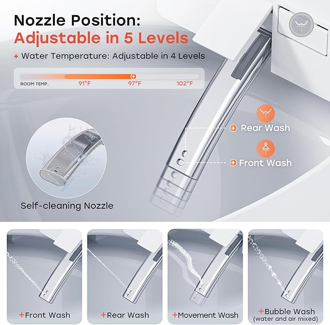 HOROW Bidet Toilet 10" Rough-in, Smart Toilet - Image 5