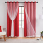 XiDi Red Black Out Curtains for Bedroom Windows Girls Bedroom Decor, Unicorn Curtains for Kids Room 2 Panel 34/84/2