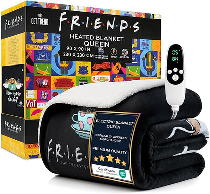 Friends TV Show Heated Blanket Electric, Queen Size Luxurious Fleece Blanket by GetTrend