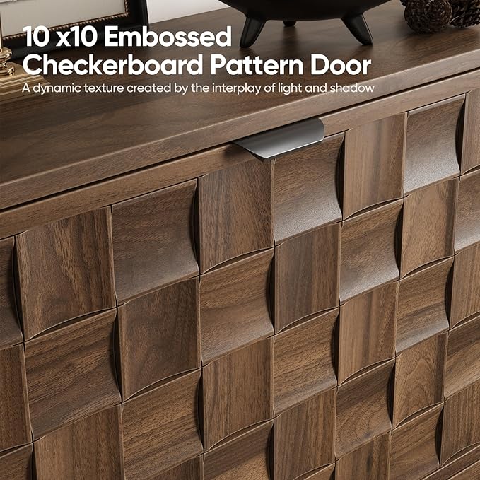 29.5“W Shoe Cabinet with 2 Embossed Checkerboard Pattern Flip Drawers, - Image 3