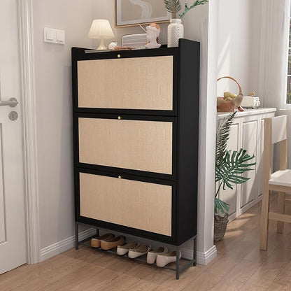 AVZEAR Shoe Cabinet, Shoe Cabinet Freestanding Tipping Bucket Shoe Rack - Image 3