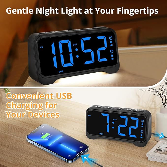 Loud Alarm Clock for Heavy Sleepers Adults, Vibrating Bed Shaker Alarm Clock - Image 8