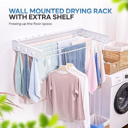 40" Premium Aluminium Foldable Clothes Drying Rack Included Shelf - Image 7