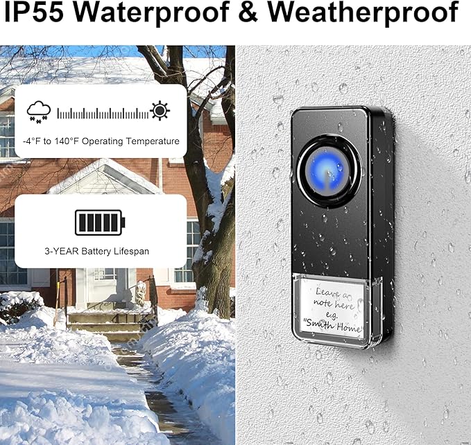 Wireless Doorbell for Home, Waterproof Door Chime Kit Operating at 1300-ft 58 - Image 5