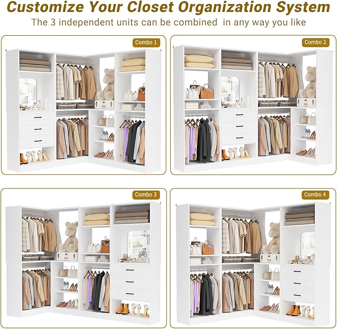 Unikito Closet System with Drawers，86” Modular Corner Closet Organizer System - Image 3
