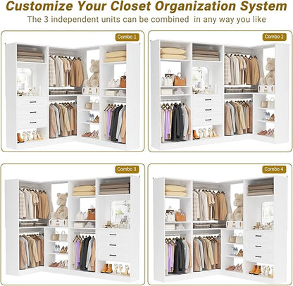 Unikito Closet System with Drawers，86” Modular Corner Closet Organizer System - Image 3