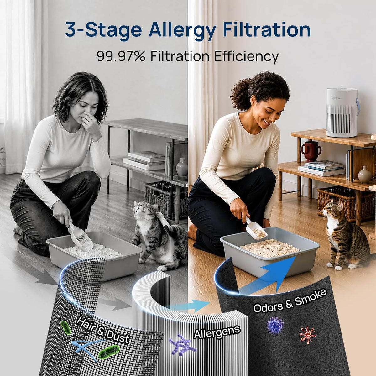 air purifiers for bedroom with 20db ultra-quiet sleep, close-up detail