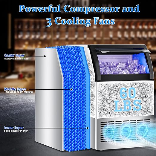 Commercial Gourmet Ice Maker Machine 150Lbs/24H, Stainless Steel Spray Drench - Image 5