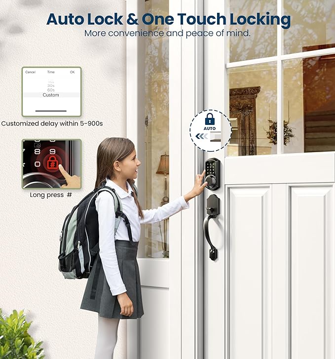 Veise VE06-H Smart Front Door Lock Set, App Control, Keyless Entry Deadbolt - Image 5
