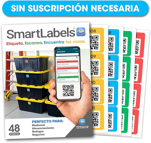 SmartLabels – Etiquetas QR en Español | Paquete de 48 | Multicolor | by SmartLabels